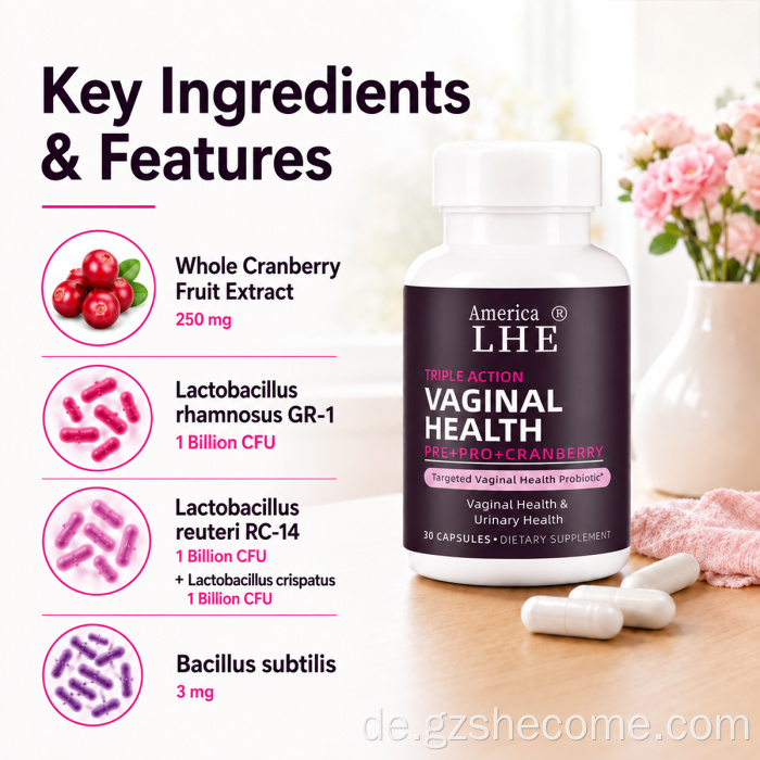 Premium Shecome Women Probiotische Nahrungsergänzung mit dreifacher Wirkung